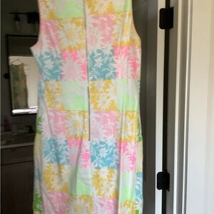 Lilly Pulitzer Pastel Floral Patchwork Shift - Pink, Green, Yellow, Blue